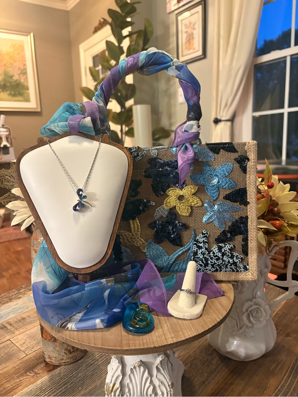Secret Garden Curated Floral Bag, Scarf & Jewelry Bundle